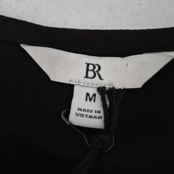 Banana Republic Blouse Womens MBlack Pleated Sheer Chiffon Long Sleeve Top - Picture 3 of 8